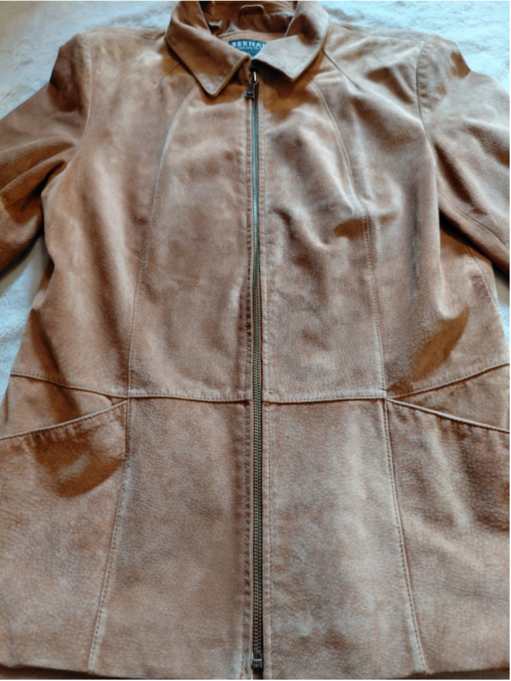 Bernardo For Nordstrom Genuine Leather Camel Zip Up Women’s Jacket Coat Medium - Picture 8 of 16